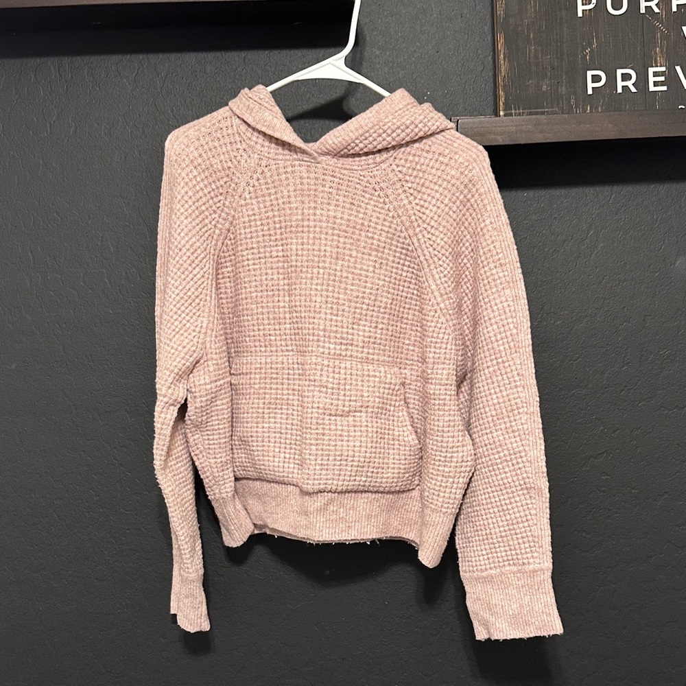 Abercrombie & Fitch Pink Waffle Knit Hoodie
